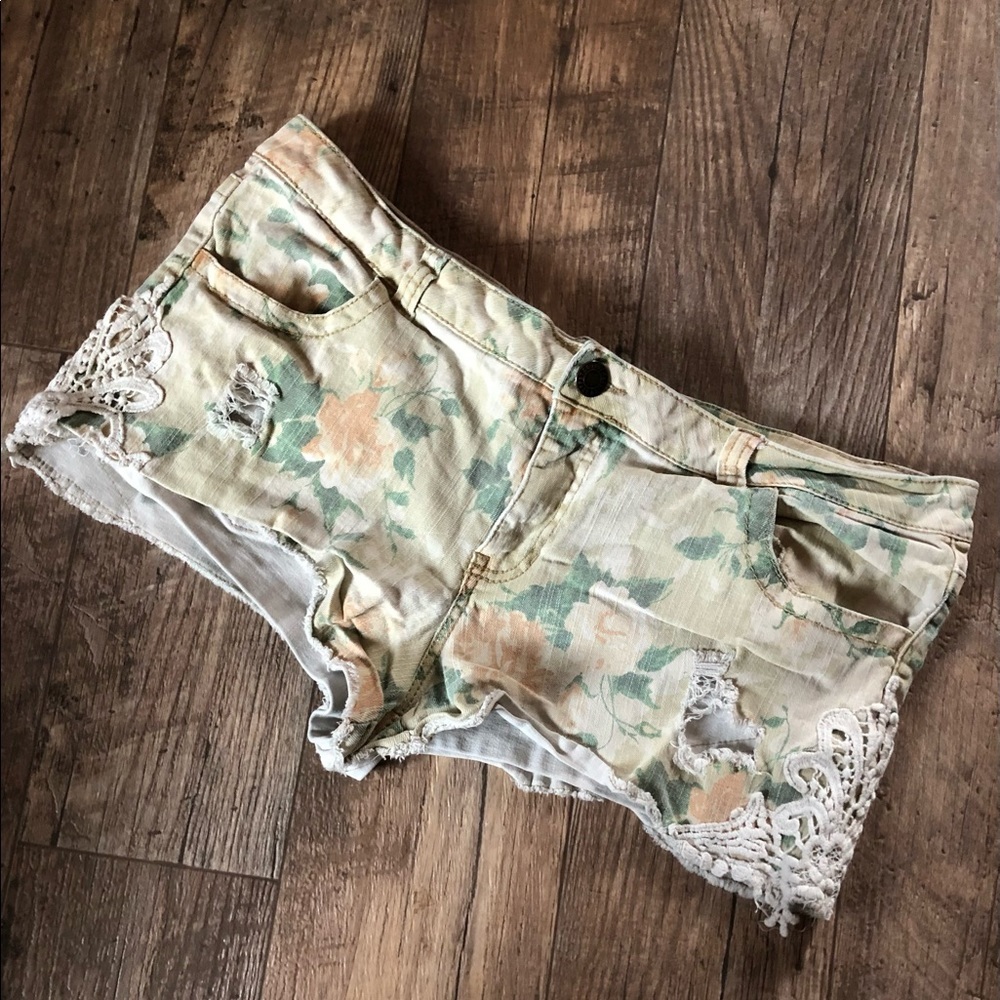 Distressed Floral Shorts